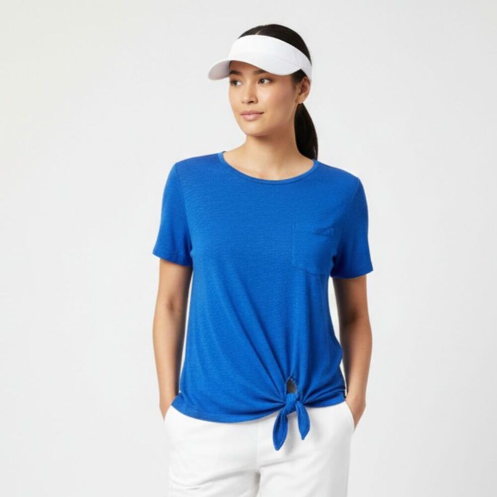 Ralph Lauren Linen Blend Short Sleeve Twist Tie Waist Tee‎ T Shirt Top XL